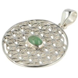 Smaragd levensbloem zilveren hanger