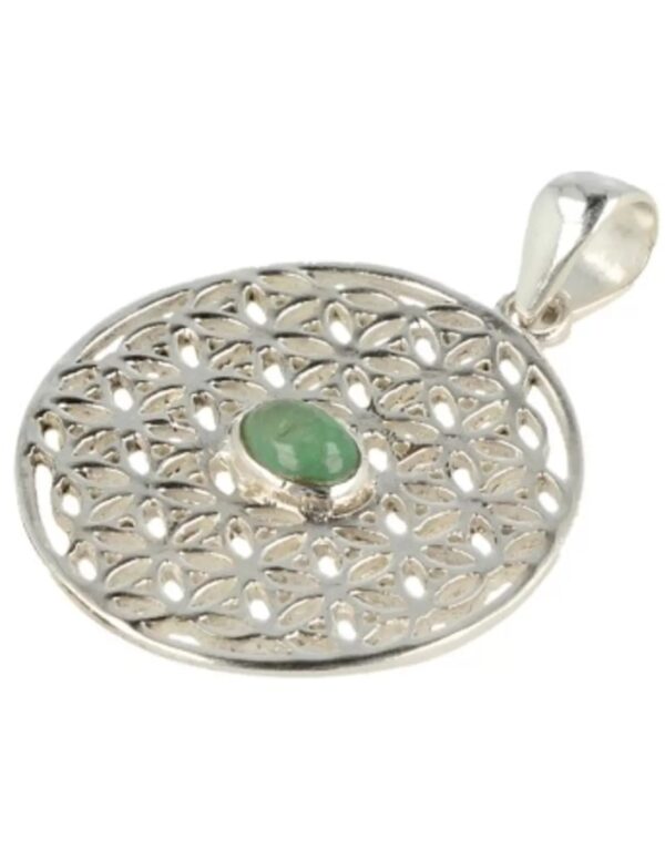 Smaragd levensbloem zilveren hanger