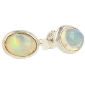 Oorstekers zilver Opaal Ethiopië, per paar