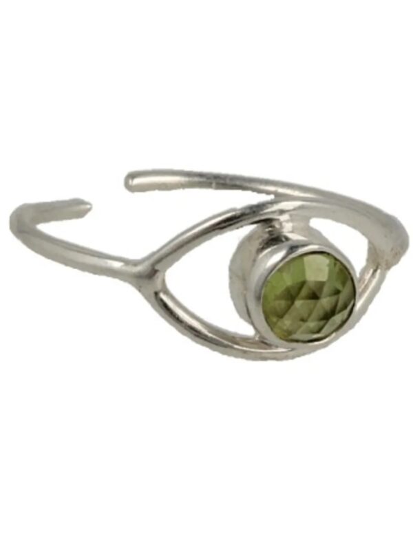Peridoot facet smalle ring in zilver