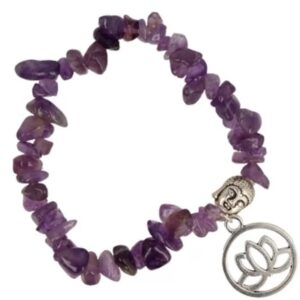 Amethist met boeddhakraal en lotusbedel splitarmband