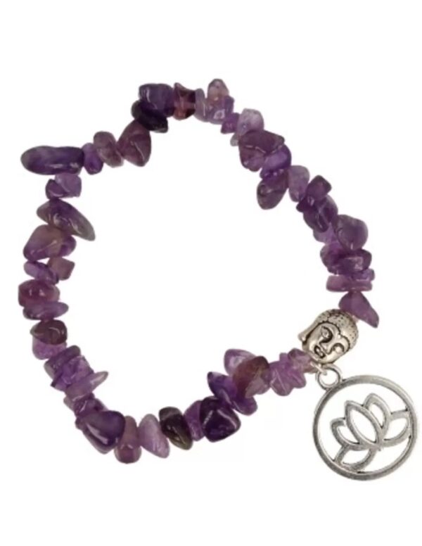 Amethist met boeddhakraal en lotusbedel splitarmband