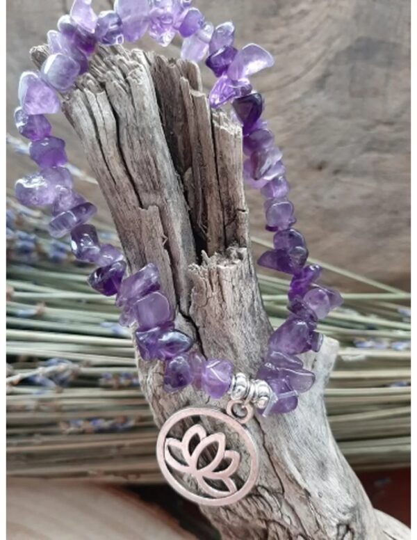 Amethist met boeddhakraal en lotusbedel splitarmband - Image 2