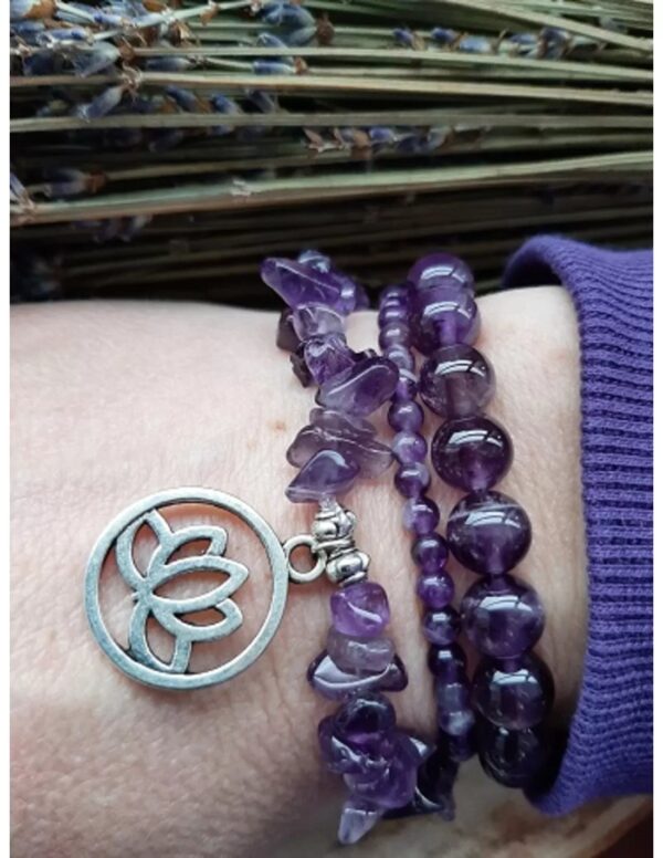 Amethist met boeddhakraal en lotusbedel splitarmband - Image 3