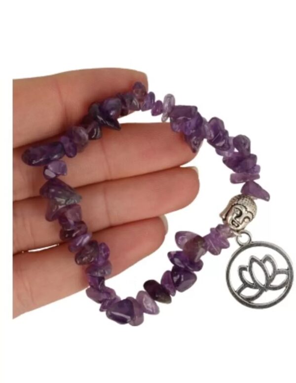Amethist met boeddhakraal en lotusbedel splitarmband - Image 4