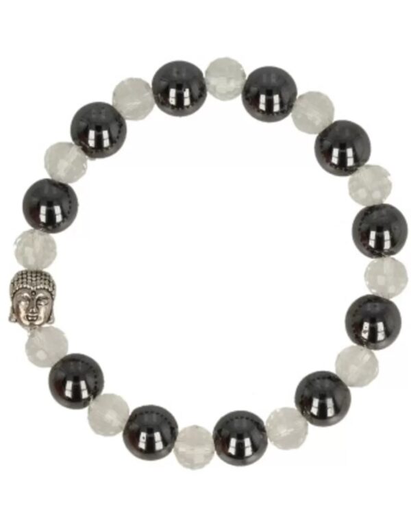 Kralenarmband boeddha mannen Hematiet / transparant