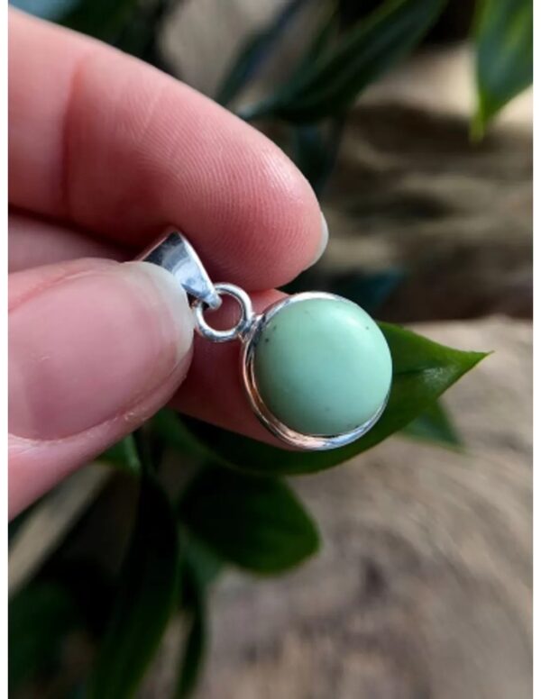 Chrysopraas rond hanger in zilver klein - Image 2