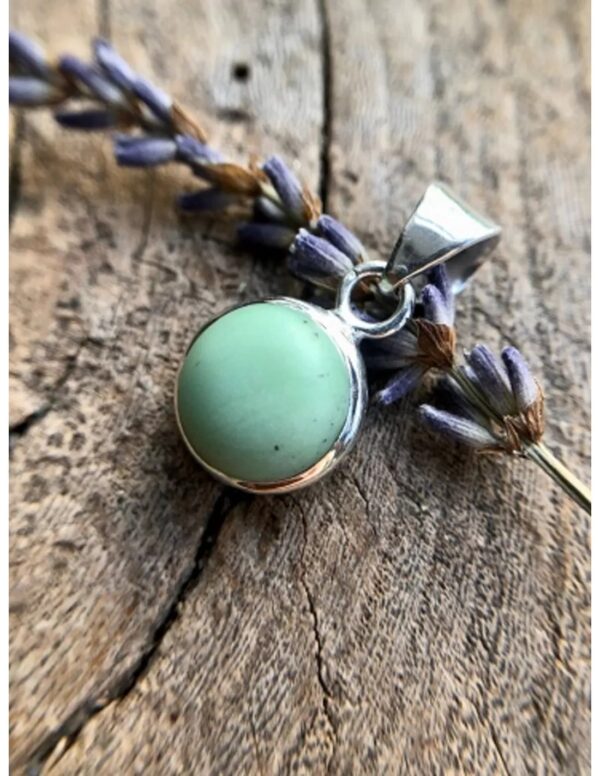 Chrysopraas rond hanger in zilver klein - Image 4