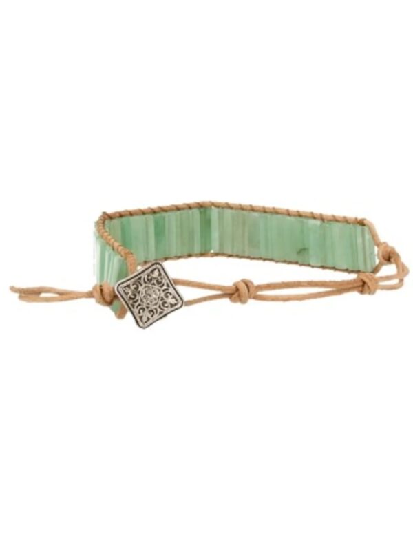 Aventurijn groen leren armband gipsy-style