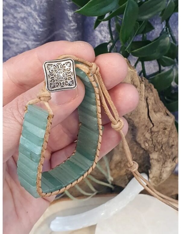 Aventurijn groen leren armband gipsy-style - Image 2
