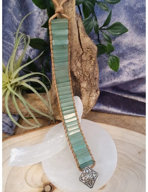 Aventurijn groen leren armband gipsy-style - Image 4