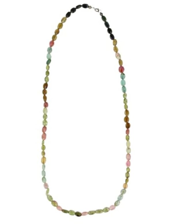 Ketting ovaal Toermalijn watermeloen 60 cm