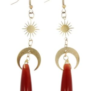 Carneool druppel oorbellen Star&Moon