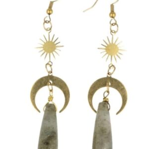 Labradoriet druppel oorbellen Star&Moon