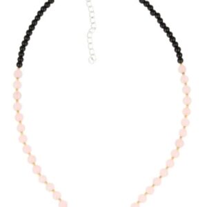 Edelsteen ketting Roze kwarts met zwart