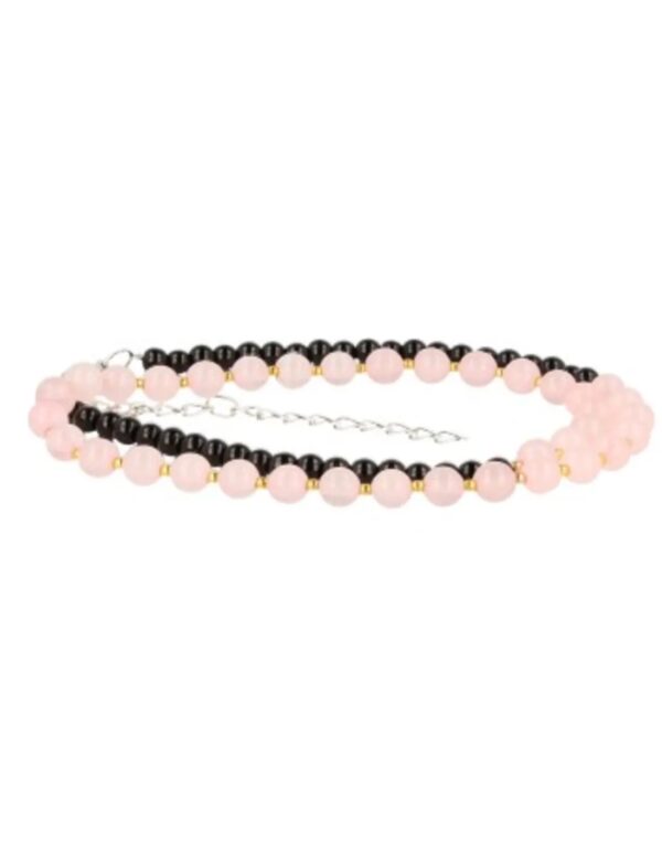 Edelsteen ketting Roze kwarts met zwart - Image 5