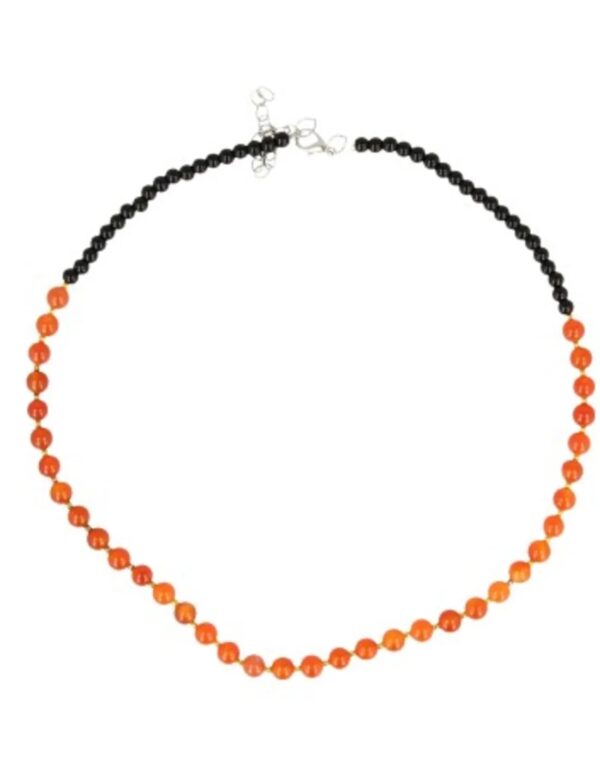 Carneool edelsteen ketting met zwart