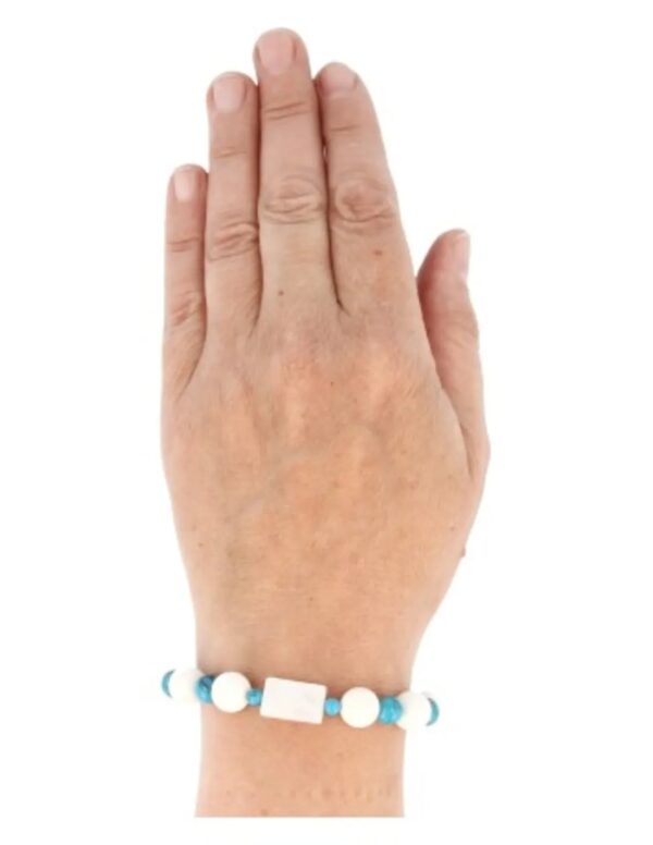 Edelsteen armband Howliet blauw / Parelmoer / Schuimkoraal wit (imitatie) - Image 3