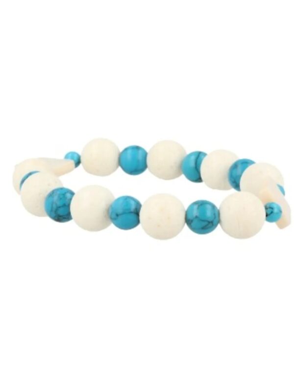 Edelsteen armband Howliet blauw / Parelmoer / Schuimkoraal wit (imitatie) - Image 5