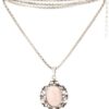Ketting met Roze kwarts hanger ovaal