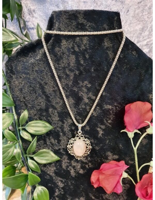 Ketting met Roze kwarts hanger ovaal - Image 2