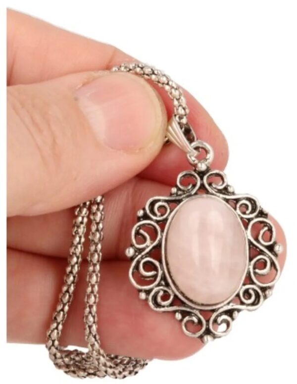 Ketting met Roze kwarts hanger ovaal - Image 3