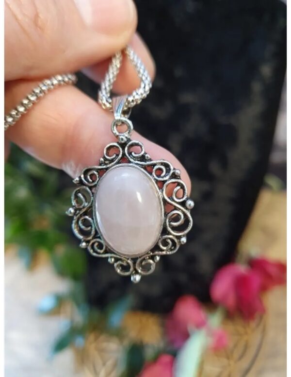Ketting met Roze kwarts hanger ovaal - Image 4