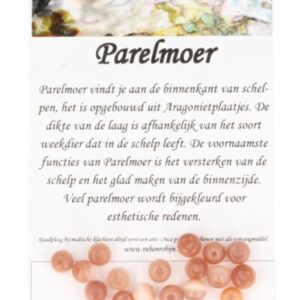 Kralen Parelmoer zalm 5 mm - 20 st. (bijgekleurd)