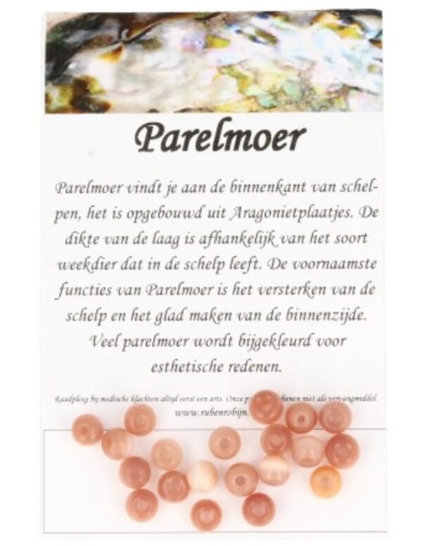 Kralen Parelmoer zalm 5 mm - 20 st. (bijgekleurd)