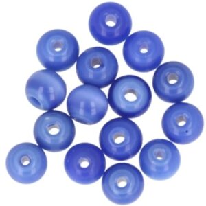 Kralen Parelmoer 7 mm blauw - 15 st. (bijgekleurd)