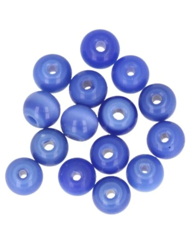 Kralen Parelmoer 7 mm blauw - 15 st. (bijgekleurd)