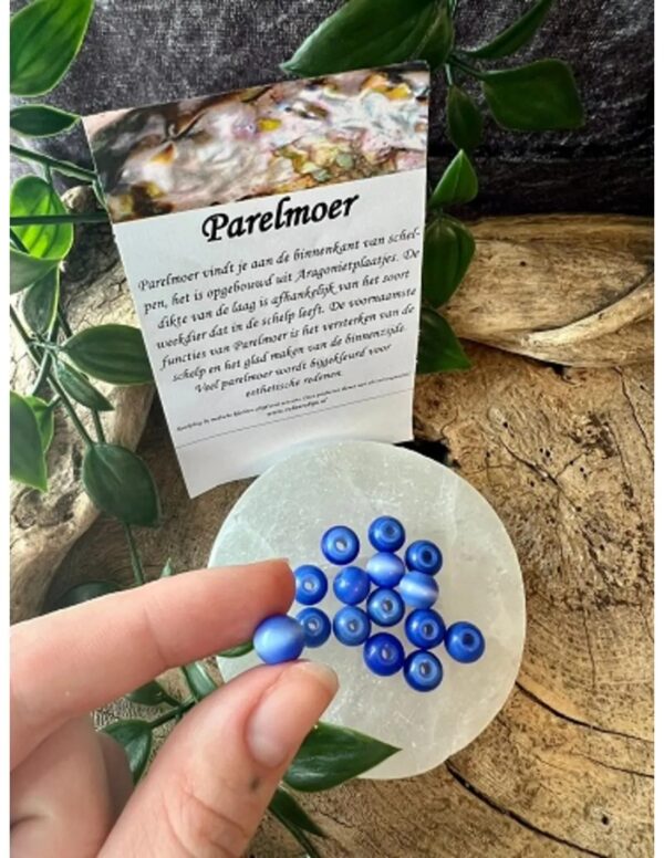 Kralen Parelmoer 7 mm blauw - 15 st. (bijgekleurd) - Image 2