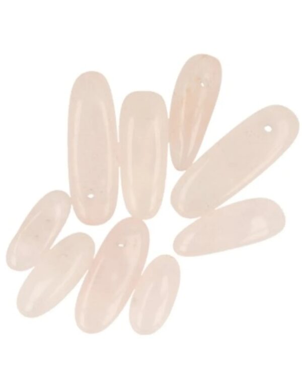 Roze kwarts kralen longdrop- 9 st.