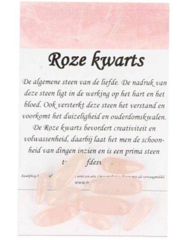 Roze kwarts kralen longdrop- 9 st. - Image 5