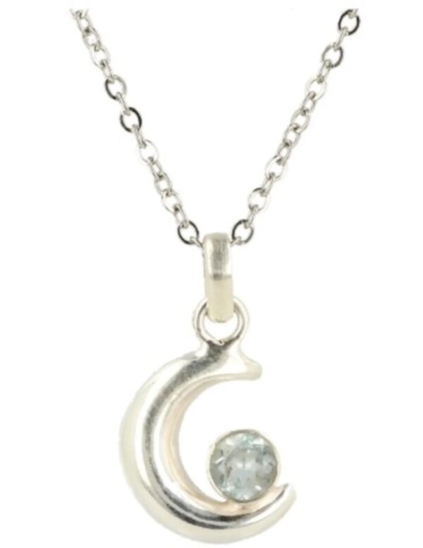 Topaas blauw zilveren hanger maan - Image 3