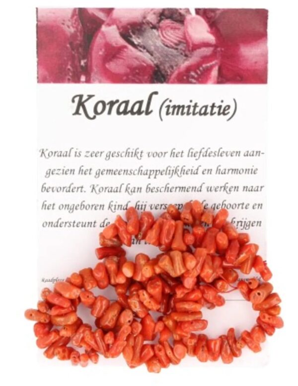 Koraal kralen streng split rood (imitatie)