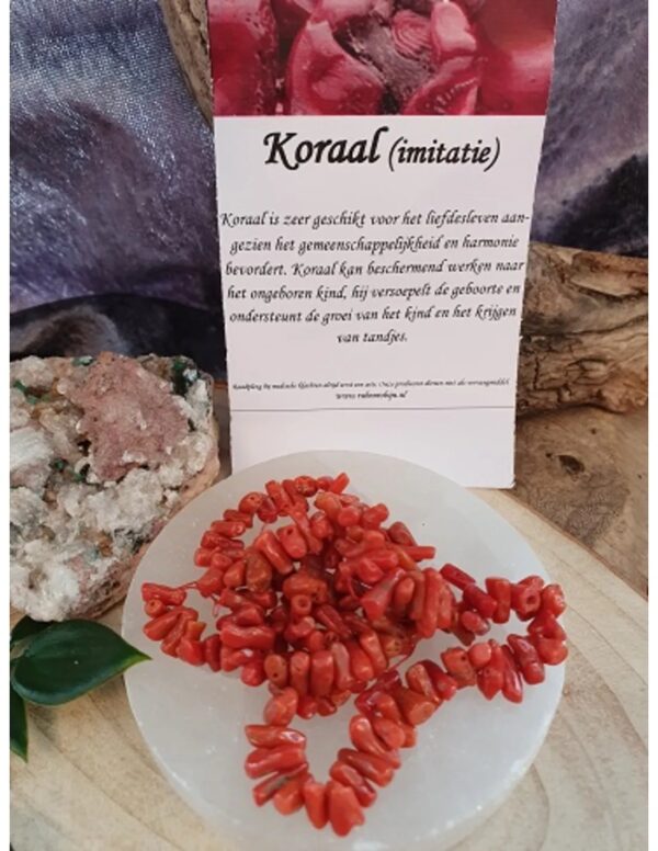 Koraal kralen streng split rood (imitatie) - Image 4
