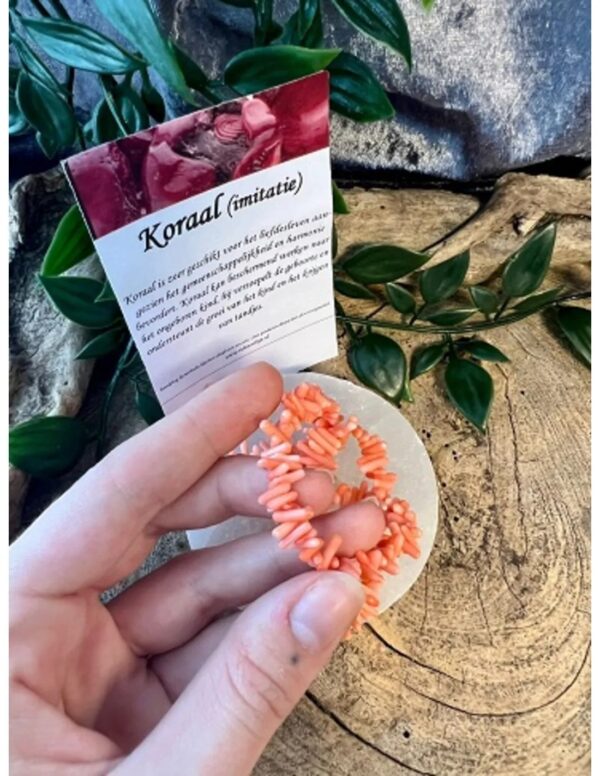 Koraal split oranje kralen streng (imitatie) - Image 4