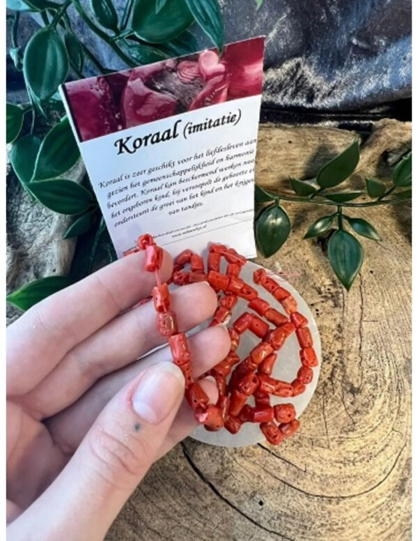 Koraal grote split kralen streng (imitatie) - Image 4