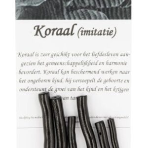 Koraal kralen zwart staafje - 6 st. (imitatie)