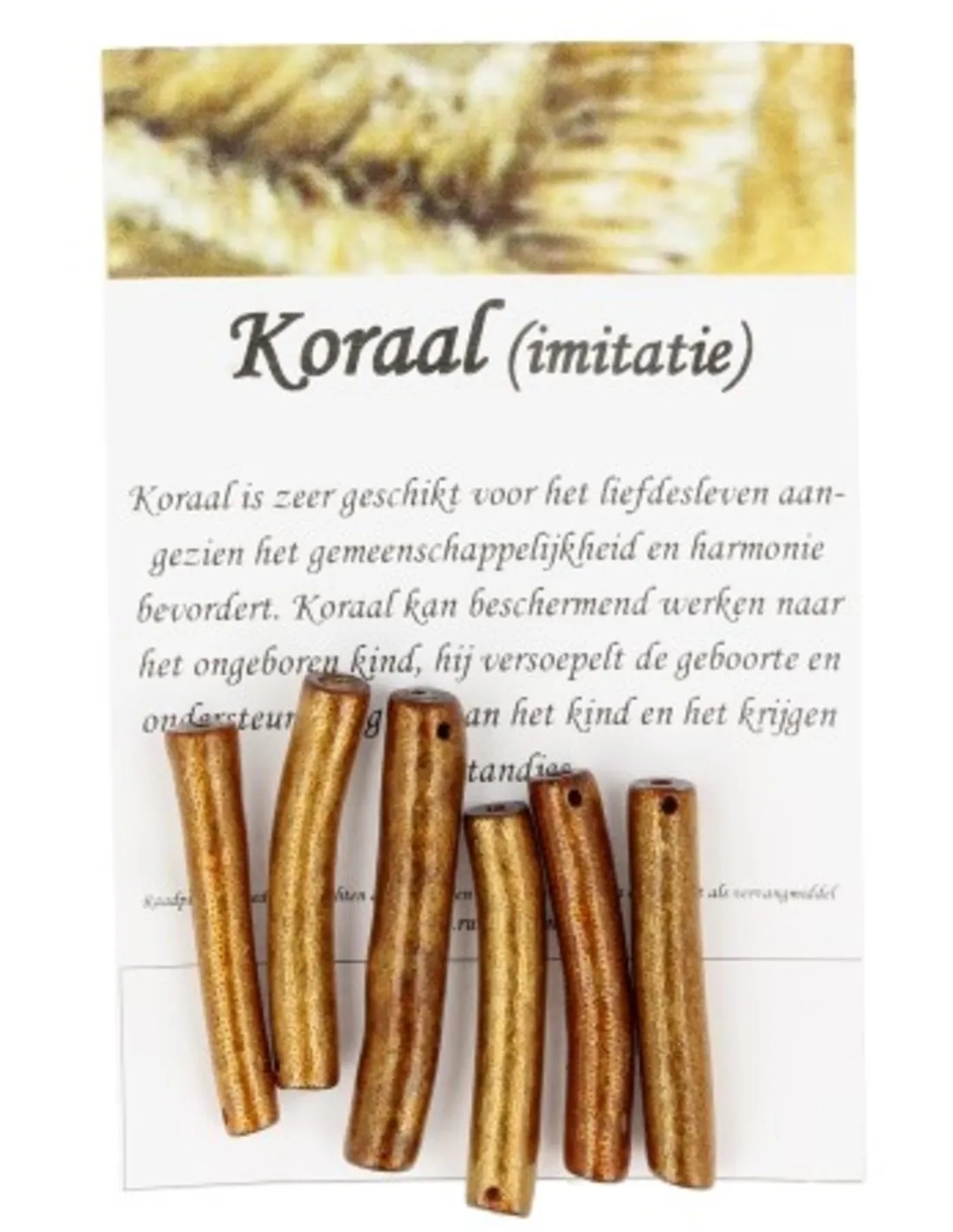 Koraal kralen goud staafje - 6 st. (imitatie)