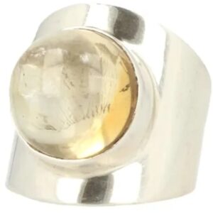 Citrien ring zilver rond brede band - 18,5