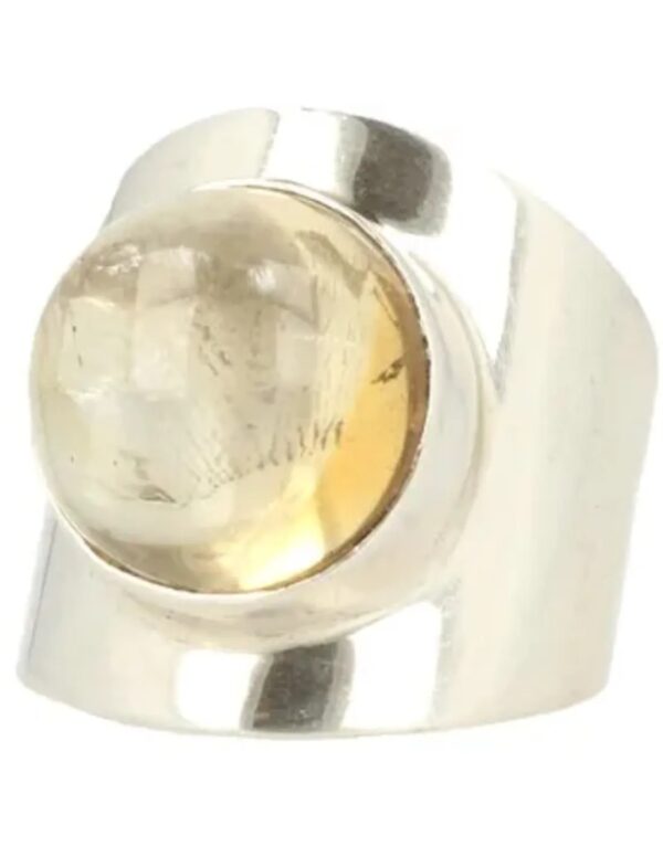 Citrien ring zilver rond brede band - 18,5