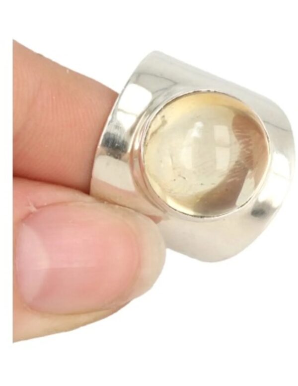 Citrien ring zilver rond brede band - 18,5 - Image 5