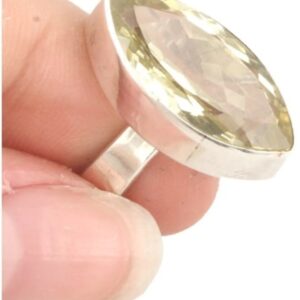 Citrien lemon ring zilver markies facet groot - verstelbaar