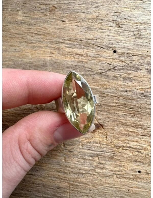 Citrien lemon ring zilver markies facet groot - verstelbaar - Image 2