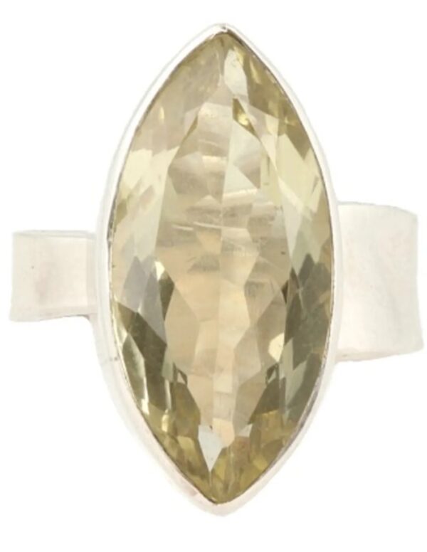 Citrien lemon ring zilver markies facet groot - verstelbaar - Image 5
