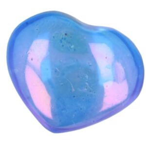 Aqua Aura edelsteen hart 40 mm donker (gecoat)
