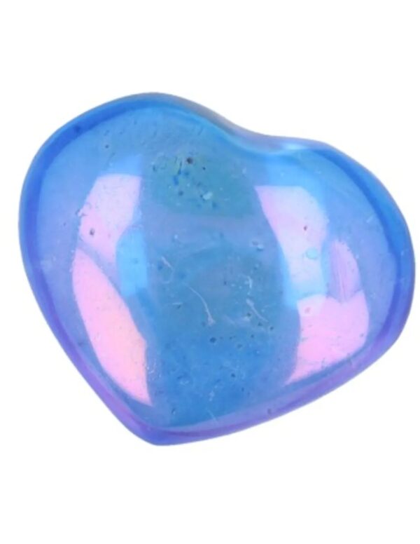 Aqua Aura edelsteen hart 40 mm donker (gecoat)