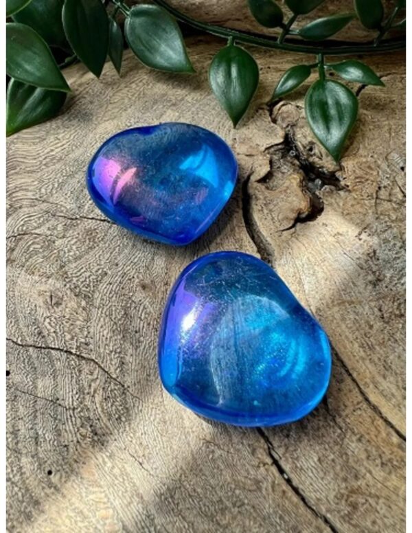 Aqua Aura edelsteen hart 40 mm donker (gecoat) - Image 4